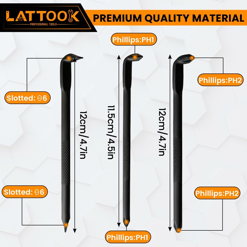 3PCS Right Angle Offset Screwdriver Set, LATTOOK L-Type 90 Degree