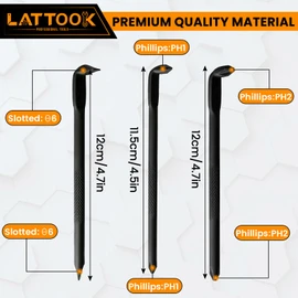 3PCS Right Angle Offset Screwdriver Set, LATTOOK L-Type 90 Degree Double End Screwdriver Low Profile Screwdriver with Phillips and Slotted, 15mm Flat Elbow Design for Tight Narrow Space