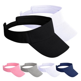 Lancry 2PCS Sports Sun Visor Hat Women, Adjustable Cotton Roofless Curved Brim Sun Protection Cap for Golf Running Tennis Baseball