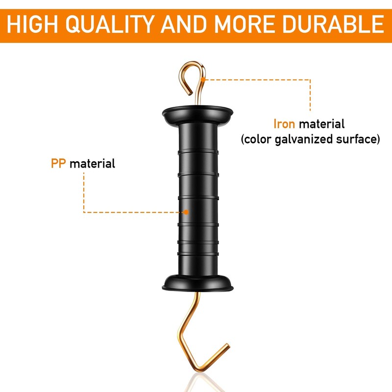 Therwen 18 Pcs Plastic Fence Gate Handle with Insulators Insulated