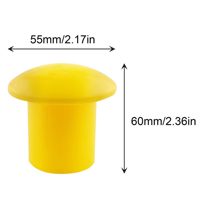 JCBIZ 12pcs Plastic Reinforced Protective Cap Yellow Safety Mushroom Survey