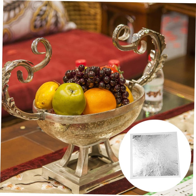 DOITOOL 200Pcs Silver Gilding Foils Imitation Leaves for Art Crafts