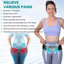 Sacroiliac Hip Belt With Double 3D Pad for Women and Men，With Anti Slip Strips Adjustable Pelvic Support Belt for Sciatica, Pelvis, Lumbar & Nerve Pain Si Joint Dysfunction Trochanter brace(Regular)