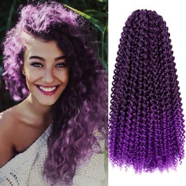 6 Packs Passion Twist Hair Water Wave Crochet Hair for Black Women Long Bohemian Passion Twist Crochet Braids Synthetic Braiding Hair Extension(16Inch,1B/Purple)