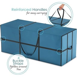 StorageBud 2 Pack Christmas Tree Storage Bag - Fits Around 7.5 ft Holiday Trees - Wide Xmas Tree Storage Box Container Made from Oxford 600D Fabric with Handles & Dual Zipper