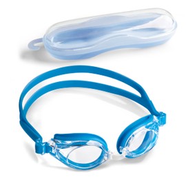 B&S Shell Unisex Adult Swimming Goggles Anti-Fog Lenses UV Protection Impact Resistant Polycarbonate Salt Water Resistant Anti-Allergic Adjustable Nose Bridge (Blue Beginner Swimming Goggles)