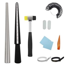 Voittozege 11 Pcs Ring Mandrel Sizer Tool, Ring Mandrel, Sizing Measuring, Rubber Jewelers Hammer, Polishing Tools and 27pcs Circle Models, Ring Making Kit for Belt for Measuring Wedding Rings
