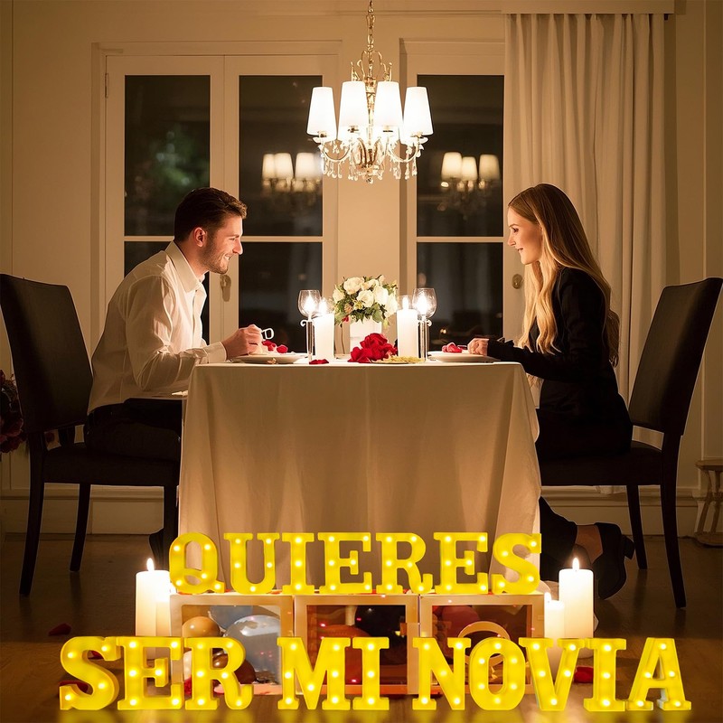 Quieres Ser Mi Novia Light Up Letters Proposing Decorations Set