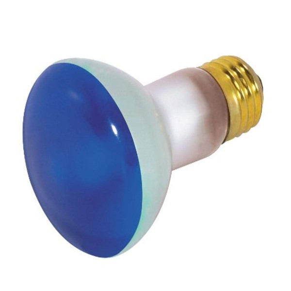 Satco S3202 50 Watt R20 Incandescent 130 Volt Medium Base Light Bulb, Blue