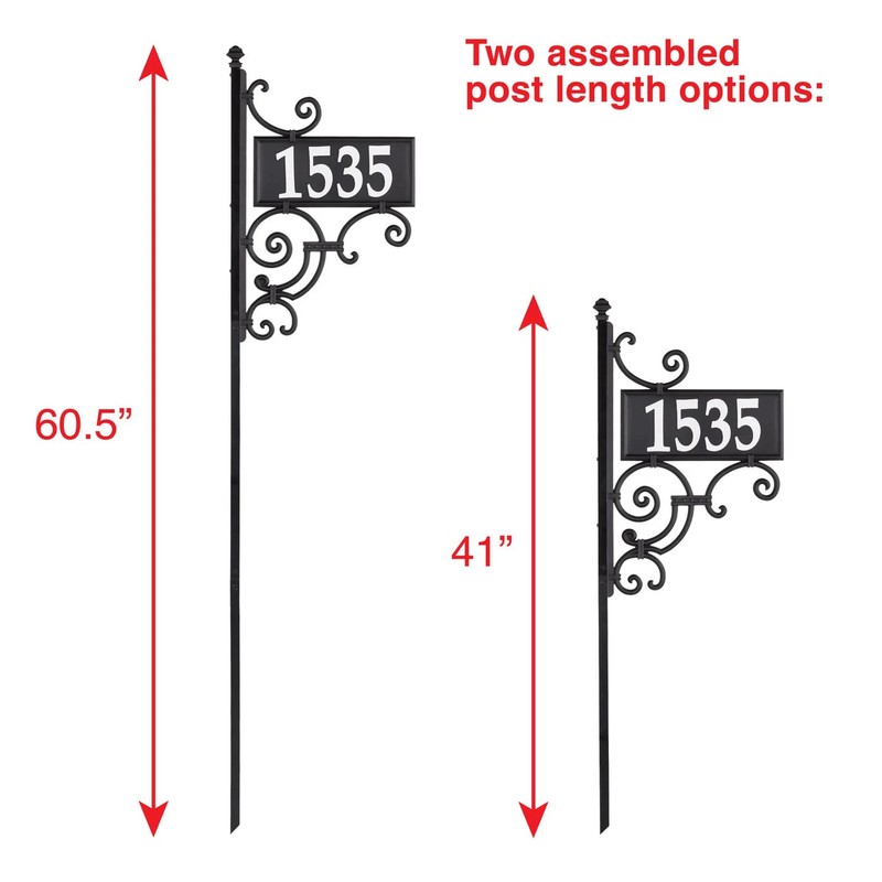 Whitehall™ NIGHTBRIGHT IRONWORK Black and White Post Address Sign, with