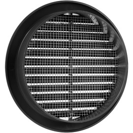 Vent Systems 5'' Inch - Black - Pack of 2 - Soffit Vent Cover - Round Air Vent Louver - Grill Cover - Built-in Insect Screen - HVAC Vents for Bathroom, Home Office, Kitchen