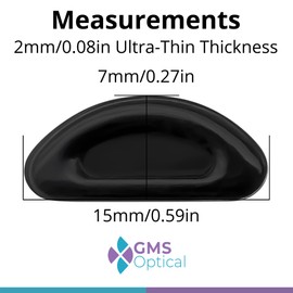 Beveled Adhesive Nose Pads 2mm Thick 15mm Black 5 Pair Eyeglass Nose Pads
