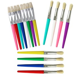 Xinghonyac 16 Pcs Paint Brushes for Kids, Round and Flat Preschool Brushes for Washable and Acrylic Paint