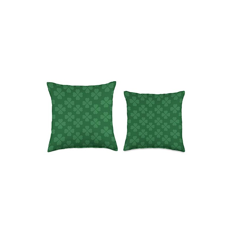 Irish Shamrock Green Four Leaf Clovers Throw Pillow