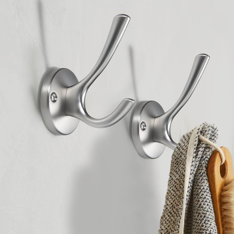 TUNNY 5 Pack Round Coat Towel Hooks - Brushed Nickel