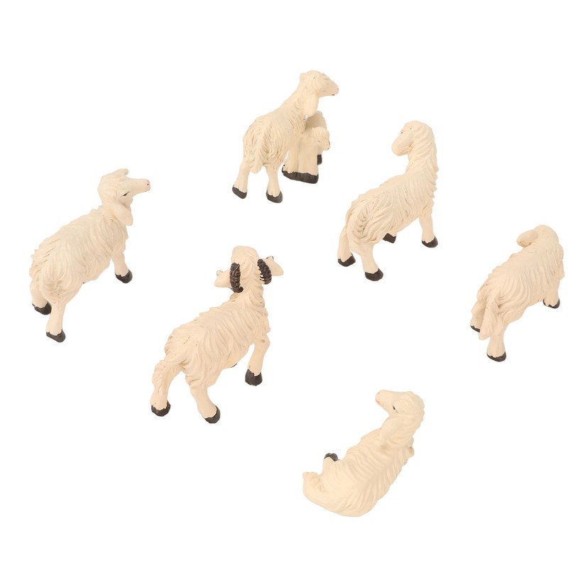6Pcs Miniature Sheep Figurine Durable Resin Hand Painted UV Protection