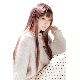 Classe Easy Long Full Wig Wig, Fashion, Long, Cosplay, Natural, Heat Resistant, Wig Net Included - Pink Brown