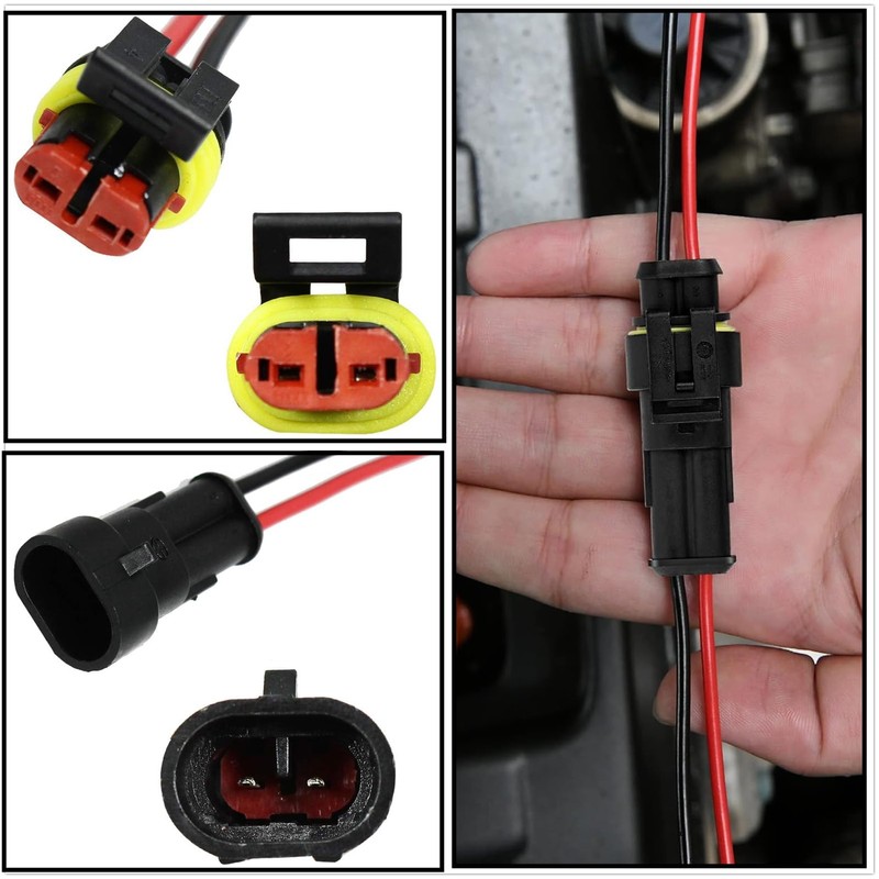 HUAZIZ 2/3/4 Pin Cable Connector Plug, 6 Sets Waterproof Plug