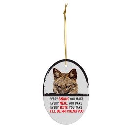 Every Snack You Make I'll Be Watching You Indian Wolf Christmas Ornament - Funny White Oval Ceramic Decoration Gifts for Wolf Lovers