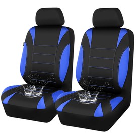 CAR PASS Neoprene Wetsuit Seat Covers, Waterproof Car Seat Covers Front with 5mm Composite EVA, Universal Fit for Car,Sedan SUV Trucks Anti Slip, Airbag Compatible(Black and Blue