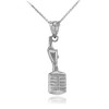Sideways Crosses 925 Sterling Silver Studio Mic Microphone Charm Necklace,