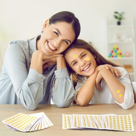 OSDUE Star Stickers for Kids, 1920 PCS 40 Sheets Mini Teacher Reward Sticky Scrapbook Stars for Arts Crafts, Gold Star Papeterie Stickers - Gifts for Christmas Decor