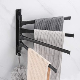 Swivel Towel Rail 3/4/5 Arming 30 Cm Swivel Towel Rail 180¡ã Rotation Towel Holder Aluminum Swivel Arm Towel Rail for Bathroom Black (4 Arms)