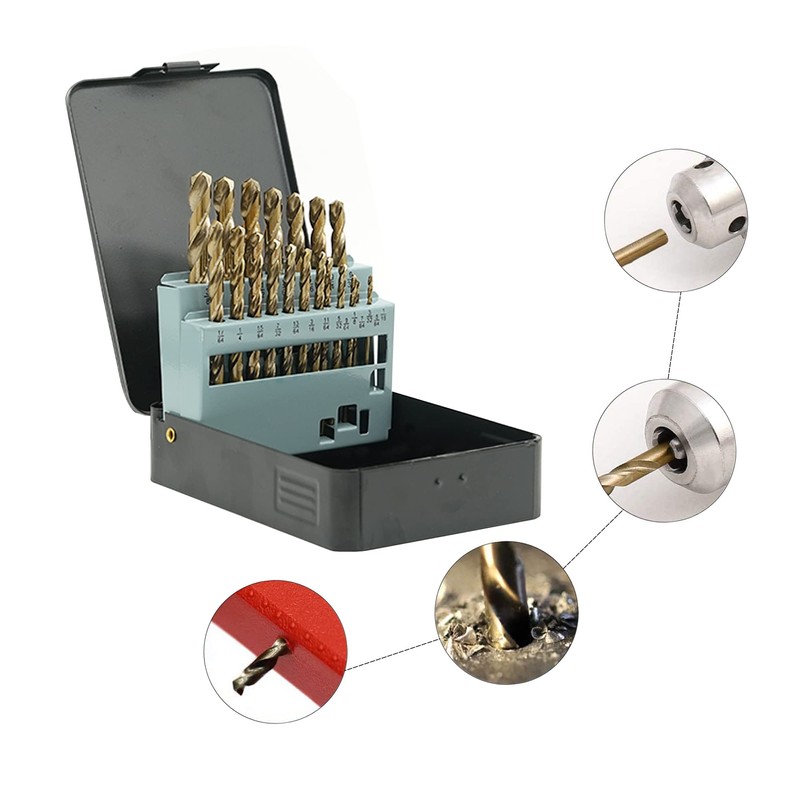 GMTOOLS 21Pcs Cobalt Drill Bits Set, M35 HSS, 135 Degree