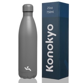 Konokyo Insulated Water Bottles,25 oz Double Wall Stainless Steel Vacumm Metal Flask for Sports Travel,Gray