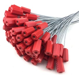 ZWL 11.8 inch 200 Pcs Steel Security Cable Wire Seals Truck Seals Anti Tamper Self Locking Trailer Seals Tags Shipping Seals (Red)