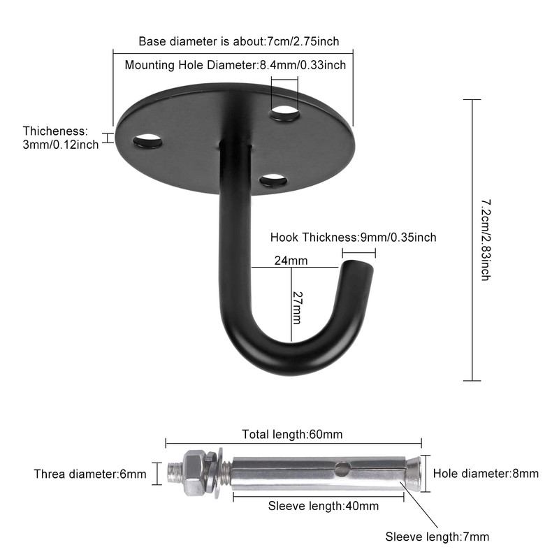 Dairzitv 2 PCS Stainless Steel Heavy Duty Ceiling Hooks with