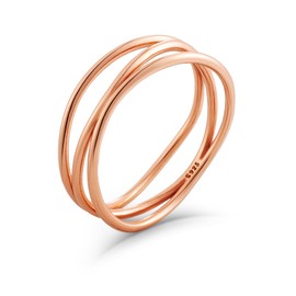 HAISWET Sterling Silver Celtic Knot Ring Band Rose Gold Color for Women Girls Size O