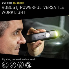 Ledlenser W5R Work Flashlight - USB-C Rechargeable Flashlight - 3-in-1 Mount Hard Hat Light - Polycarbonate Housing with Robust Construction - Water Resistant Design