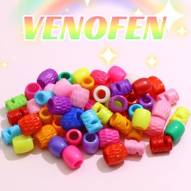 VENOFEN 60PCS Colorful Hair Beads Large Loc Beads Cute Mixed Style Braids Decoration Acrylic Hair Decoration Accessories for Kids Girls