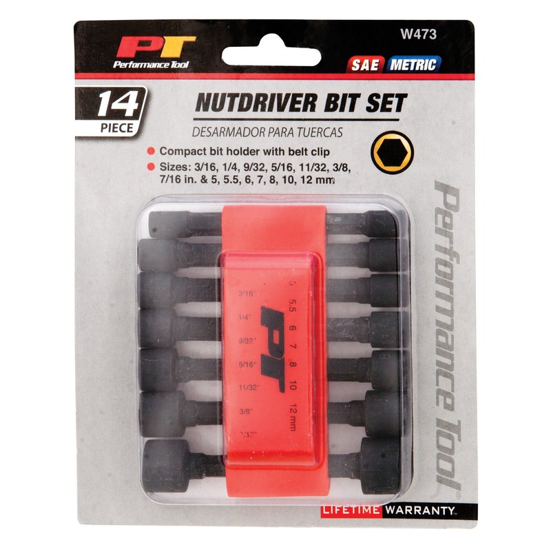 Performance Tool W473 14PC NUTDRIVER BIT Set