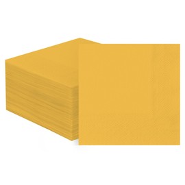 Horaldaily 100 Pack Fall Cocktail Napkins, 5x5 Inches Disposable Paper Napkins for Party Anniversary Wedding Birthday Bridal Baby Shower (100,Yellow）