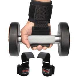 Shelly Weight Lifting Hooks Heavy Duty Lifting Straps for Pull ups - 8 mm Thick Padded Neoprene Power Lifting Grips with Padded Double Stitching Dead lift Wrist Straps Black - Pair