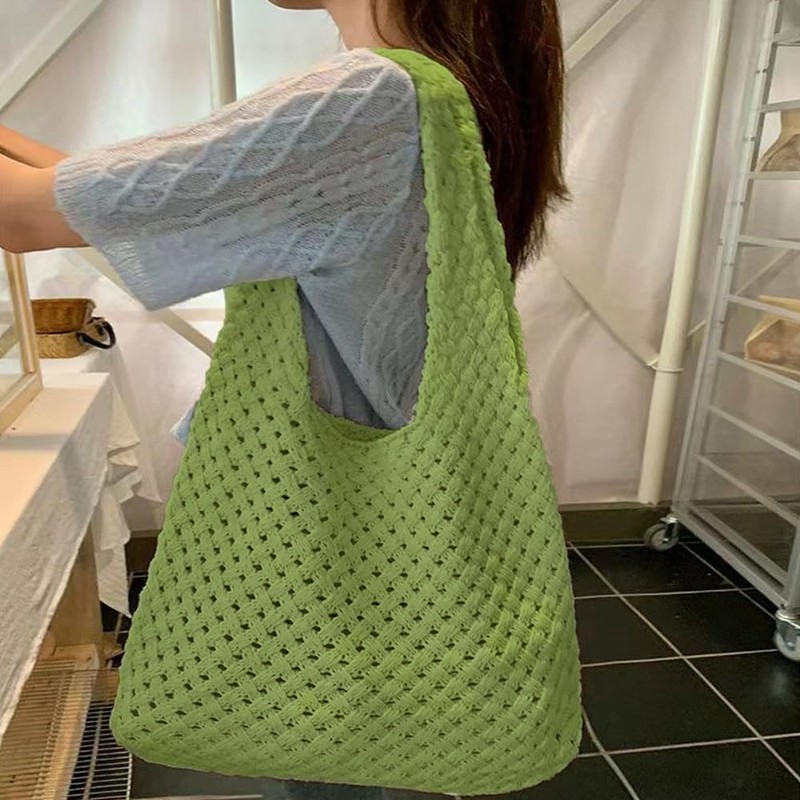 Clapoyis Large Capacity Knit Tote Bag, Shoulder Bag, Crochet