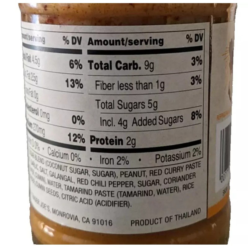 Trader Joe’s Thai Peanut Satay Sauce 8.1 fl oz VEGAN
