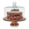 Libbey Acacia Wood Cake Stand with Lid, Footed Round Cake