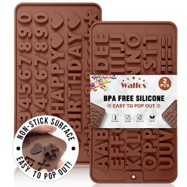 Walfos Walfos Silicone Letter Mold and Number Chocolate Molds - Non-Stick Letter Chocolate Mold, Made of Food Grade Silicone, BPA Free, Perfect for Cake Decoration, Candy, Chocolate, Birthday Party, Gummies