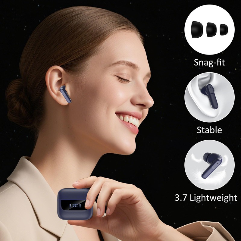 Wireless Earbuds Bluetooth 5.4, 6 Mic ENC Noise Cancelling Clear