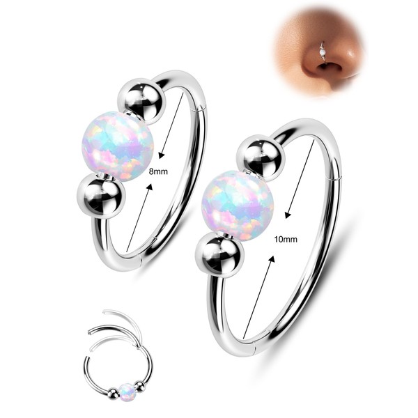 Gkaopi Pack of 2 Nose Piercing Rings for Women 18G