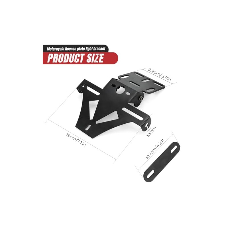 WingFly Motorcycle License Plate Holder, LED Light Motorcycle Number Plate