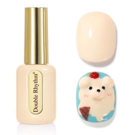 Double Rhythm 0.50 OZ Gel Polish Hema Free Same Color Same Bottle Golden Round Translucent Neutral Natural Milky 15 ML Jelly UV Polish Art DIY at Home (Cream-C1034)