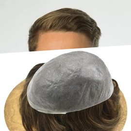 Healthlif Men Toupee Hair Ultra Thin Skin Toupee For Men Hairpiece V-loop Natural Looking Mens Toupee Human Hair Replacement Systems8*10"-100% density#5 Medium Light Brown