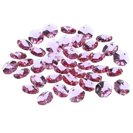 PATIKIL K9 Crystal Octagon Beads 2 Holes Pendants, 40 Pack 14mm Chandelier Prisms Parts Ornaments Hanging Beads for DIY Arts Crafts Decoration, Light Purple