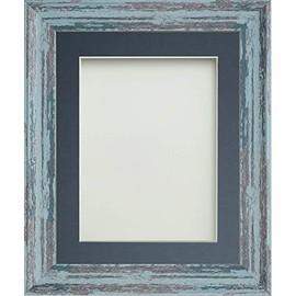 Frame Company Lynton Rustic Blue Photo Frame with Blue Mount, 10x8 for 7x5 inch, fitted with perspex