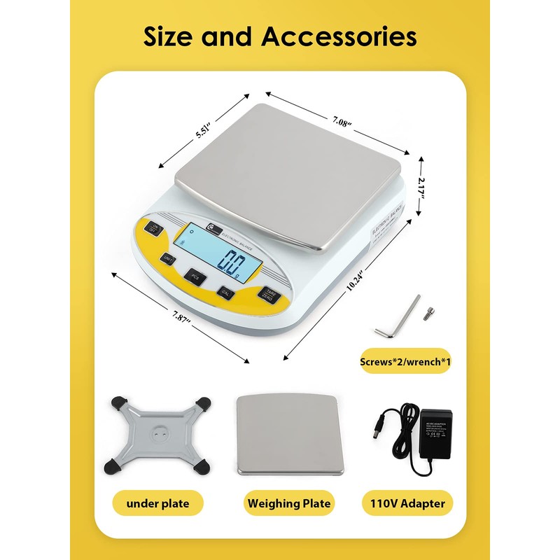 CGOLDENWALL Precision Lab Scale 5000gX0.01g Analytical Electronic Balance Digital Laboratory