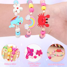 40 Piezas Pulseras de Cuentas para Niña, Pulseras para Niña, Joyería para Niñas, Pulsera de Mariposa Unicornio y Flores, Regalos de Cumpleaños,Regalo para Niñas